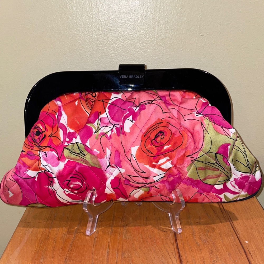 Vera Bradley Millie Rose Red and Pink Floral Clutch